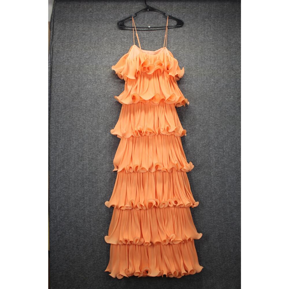 Vici Swing By Plisse Tiered Ruffle Maxi Dress - XS/Apricot - Picture 4 of 9